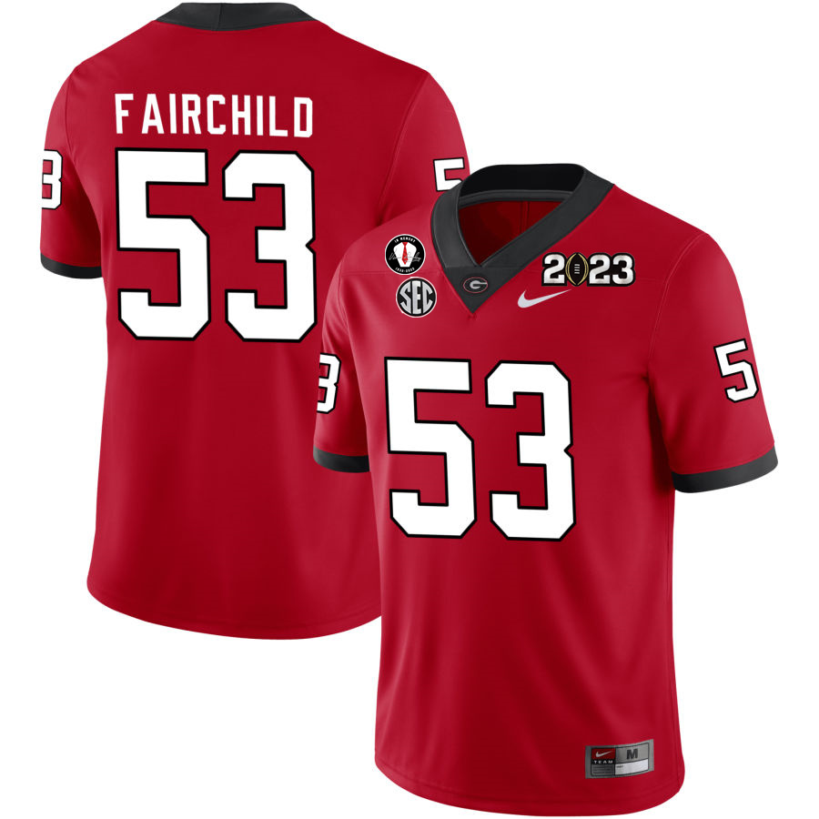 Georgia Bulldogs Men's Dylan Fairchild #53 Red 2022-23 CTP National Championship Stitched College UGA Football Jersey 23DP010RZ